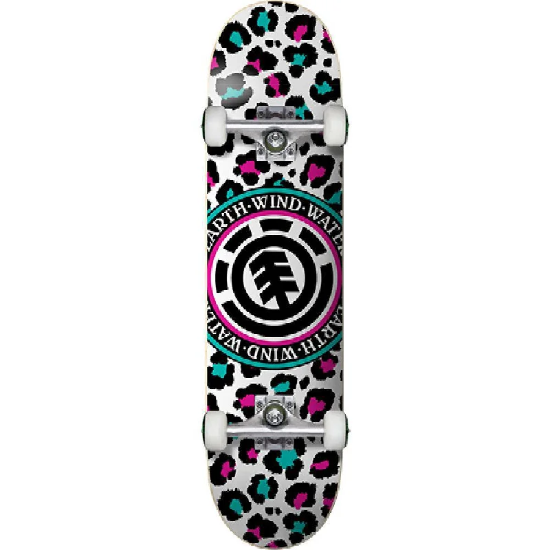 Element Leopard Party White Teal Pink 7.5" Skateboard