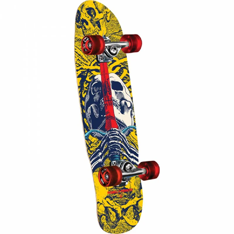 Powell Peralta Skull And Sword Mini 8.0" Yellow/Blue Skateboard