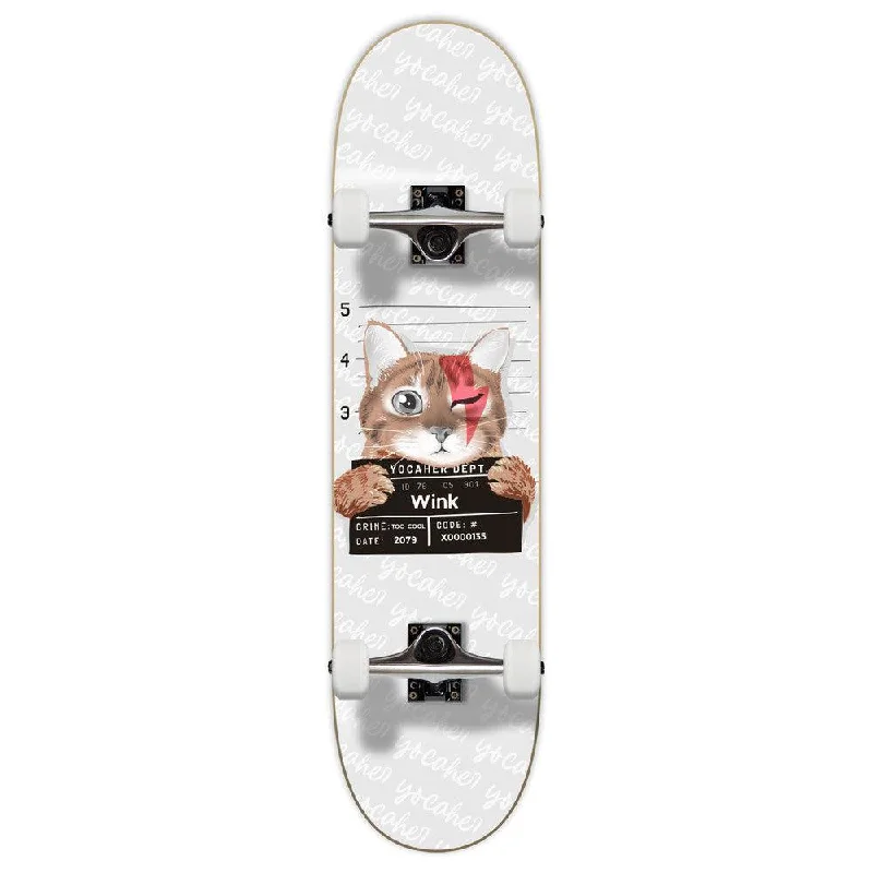 Yocaher Rockstar Kitty Cat - White Wink 7.75" Skateboard