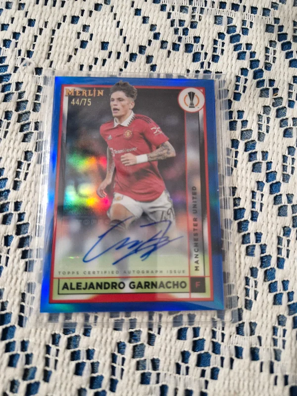 2022-23 Merlin Chrome UEFA Alejandro Garnacho #AC-AG RC Auto Blue /75 Man Utd