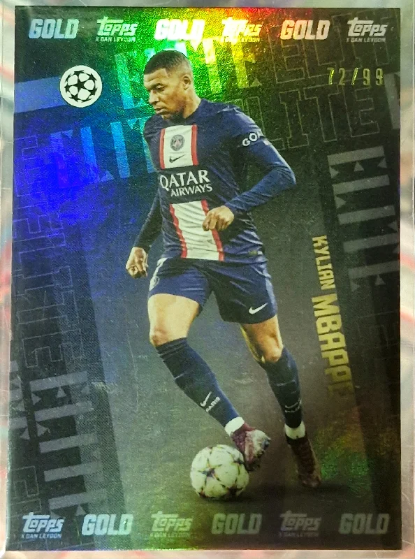 2022-23 Topps Gold soccer black refractor 72/99-Kylian Mbappe PSG