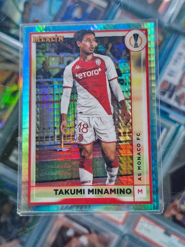 2023 Topps Chrome Merlin UEFA #18 Takumi Minamino Aqua Prism Refractor