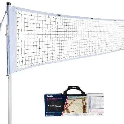 Franklin Sports Steel Volleyball Net System for Beach Steel Poles Stakes Ropes