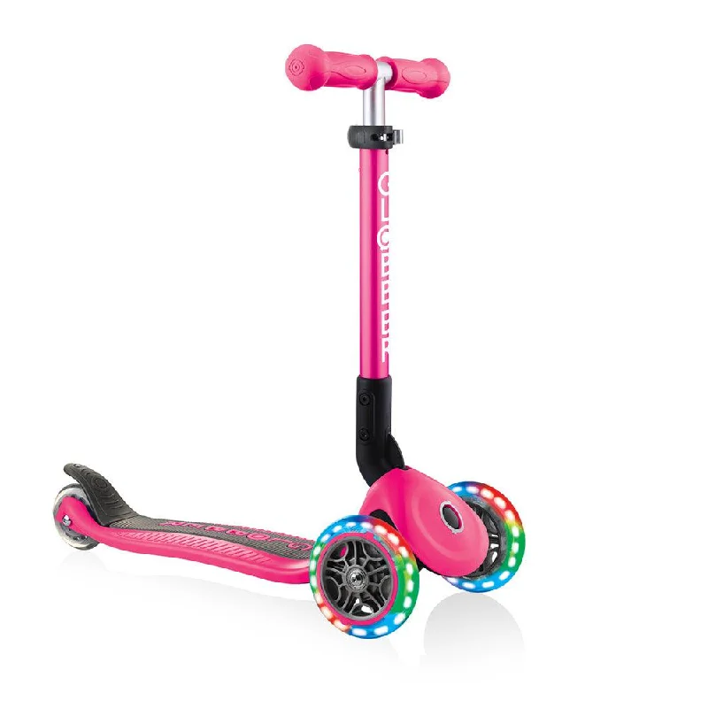 Globber Junior Foldable Scooter Lights Fuchsia