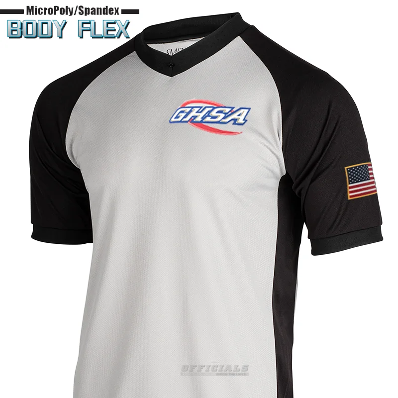 NEW! GHSA Logo Body Flex Grey Basketball Referee V-Neck