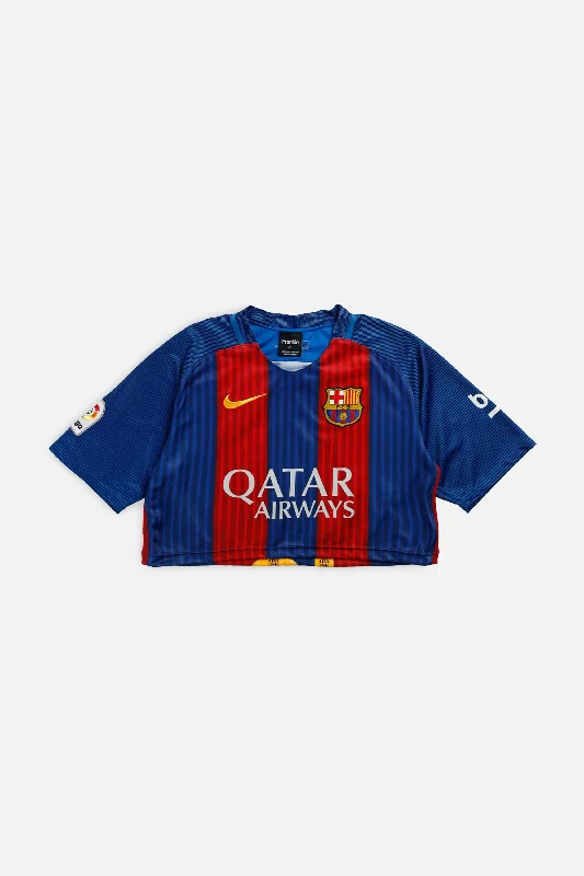 Rework Crop Barcelona Soccer Jersey - M