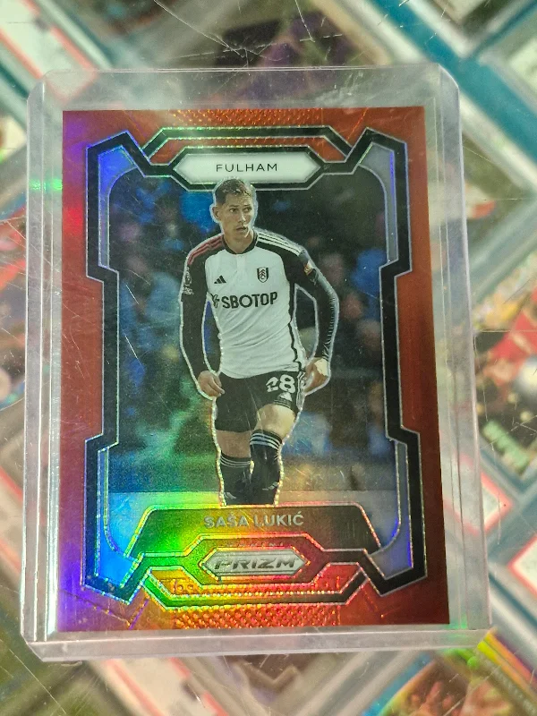 Sasa Lukic 2023-24 Panini Prizm Premier League Red Prizm /199 NRMT+ Fulham