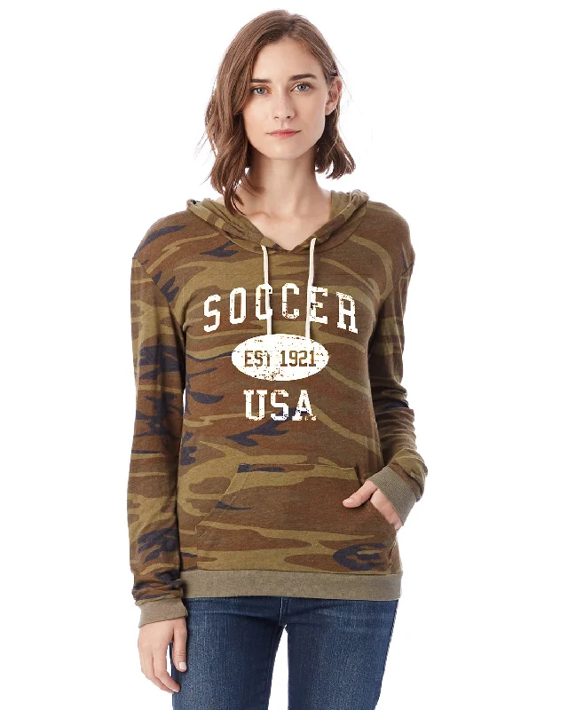 Soccer Eco Jersey Pullover Hoodie-Vintage Distressed Established Date USA