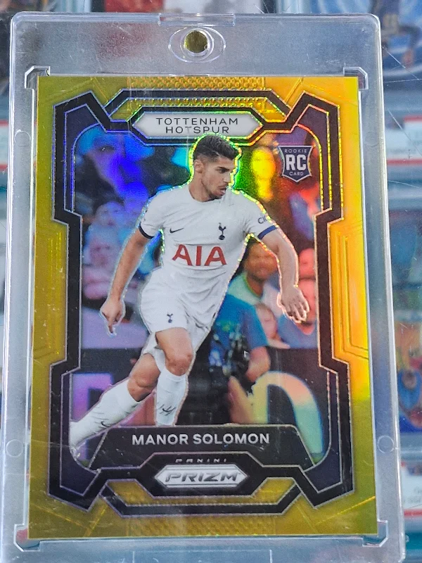 2023-24 Panini Prizm EPL Gold 8/10 MANOR SOLOMON RC Hotspur Scratch